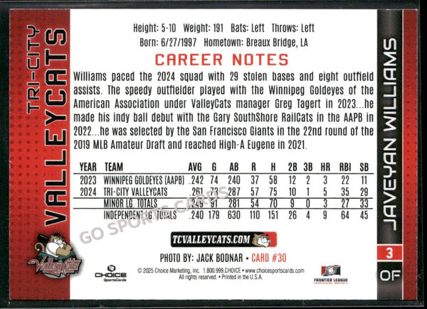 2025 Tri City ValleyCats Javeyan Williams