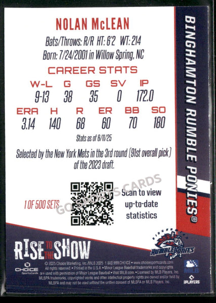 2025 Binghamton Rumble Ponies Rise to the Show GOLD Nolan McLean