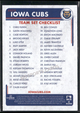 2025 Iowa Cubs Checklist