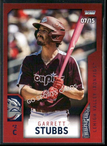 2025 Lehigh Valley IronPigs 2nd Garrett Stubbs RARE 7/15 RED