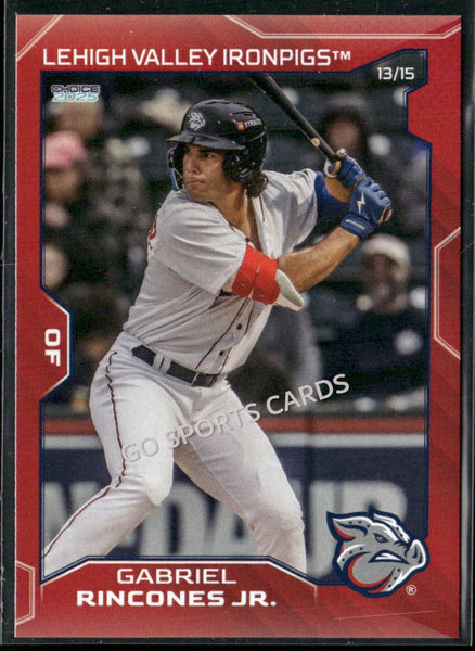 2025 Lehigh Valley IronPigs Gabriel Rincones Jr RARE 13/15 RED