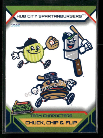 2025 Hub City Spartanburgers Chuck Chip Flip Mascot Characters