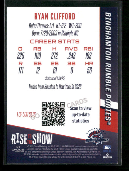 2025 Binghamton Rumble Ponies Rise to the Show GOLD Ryan Clifford