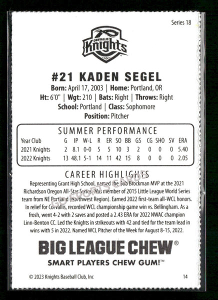 2023 Corvallis Knights Kaden Segel