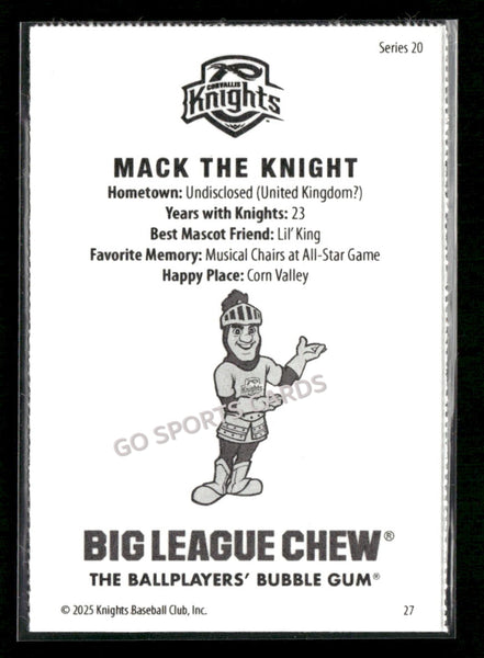 2025 Corvallis Knights Mack The Knight Mascot