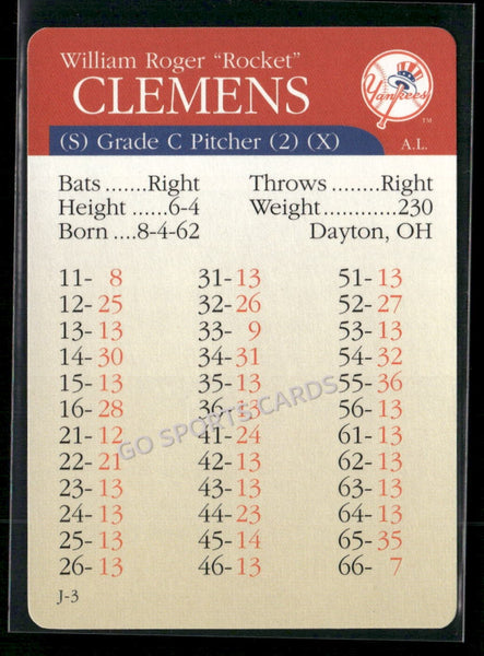 2000 APBA MLB Premiere Edition Roger Rocket Clemens