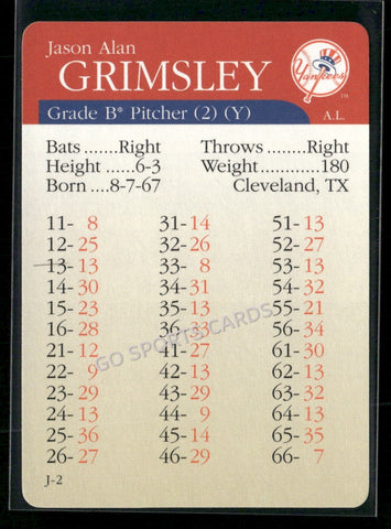 2000 APBA MLB Premiere Edition Jason Grimsley