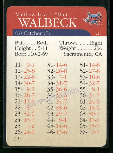 2000 APBA MLB Premiere Edition Matt Walbeck