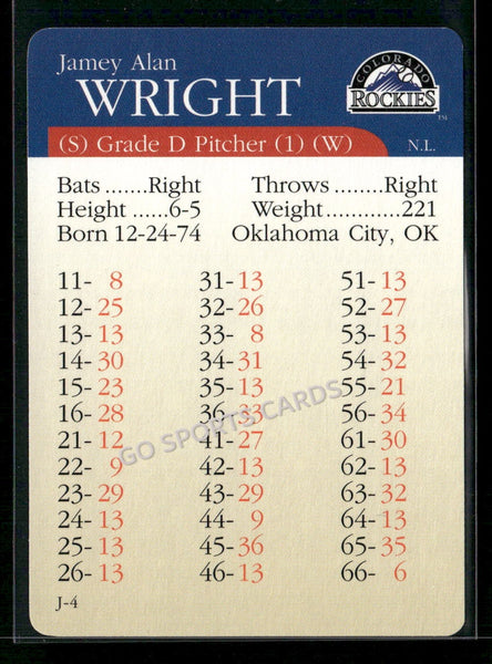 2000 APBA MLB Premiere Edition Jamey Alan Wright