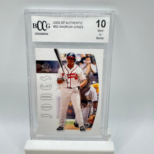 2002 SP Authentic Andruw Jones #50 Graded Beckett BCCG 10 Hidden Treasures HOF