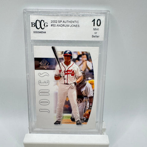 2002 SP Authentic Andruw Jones #50 Graded Beckett BCCG 10 Hidden Treasures HOF