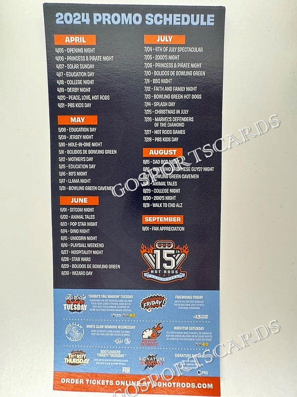 2024 Bowling Green Hot Rods Pocket Schedule – Go Sports Cards 2024-bowling-green-hot-rods-pocket-schedule-go-sports-cards