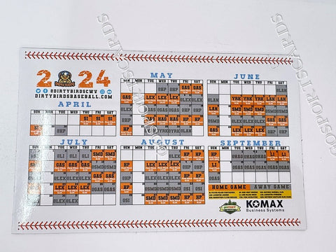 2024 Charleston Dirty Birds Magnet Pocket Schedule