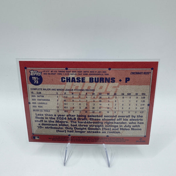 2026 Topps Series 1 Crackleboard Foil Chase Burns #T91-73 1991 Topps RC Rookie