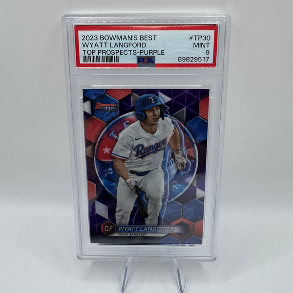 2023 Bowman's Best Purple Refractor /250 Wyatt Langford #TP-30 Graded PSA 9