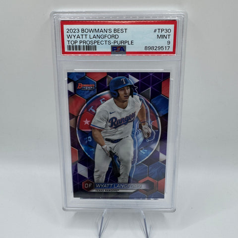 2023 Bowman's Best Purple Refractor /250 Wyatt Langford #TP-30 Graded PSA 9