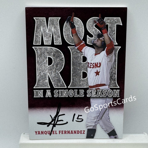 2022 Fresno Grizzlies Most RBI Autograph /50 Yanquiel Fernandez RC RARE AUTO