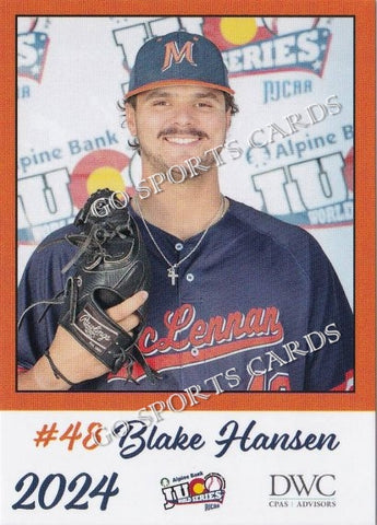 2024 McLennan Community College Highlanders JUCO Blake Hansen