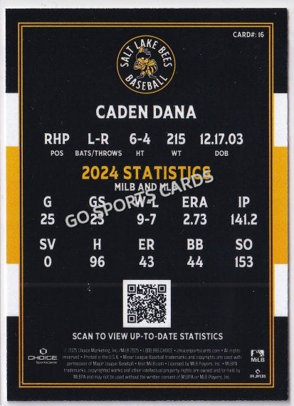 2025 Salt Lake Bees Caden Dana