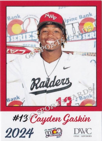 2024 Northwest Florida State Raiders JUCO Cayden Gaskin