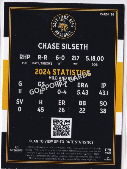 2025 Salt Lake Bees Chase Silseth