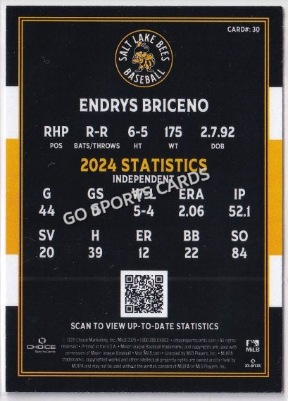 2025 Salt Lake Bees Endrys Briceno