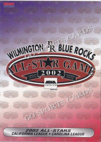 2002 California Carolina League All Star Game Header Checklist