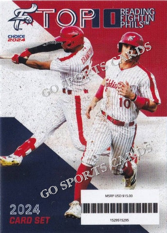 2024 Reading Fightin Phils Top 10 2nd Header Checklist Aidan Miller Justin Crawford