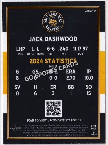 2025 Salt Lake Bees Jack Dashwood