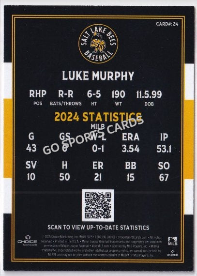 2025 Salt Lake Bees Luke Murphy