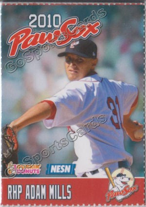 2010 Pawtucket Red Sox Dunkin Donuts Adam Mills