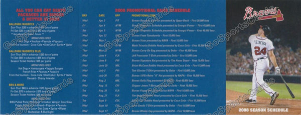 2008 Atlanta Braves Pocket Schedule (Mark Teixeira, Flat)