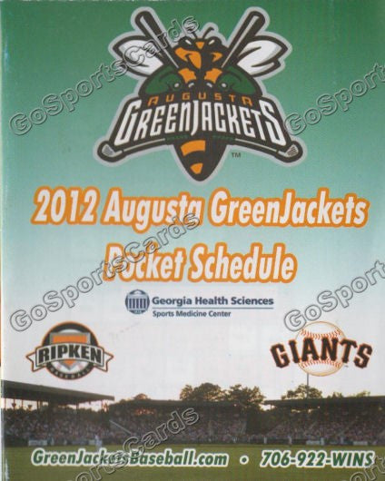 2012 Augusta Greenjackets Pocket Schedule