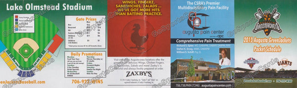 2013 Augusta Greenjackets Pocket Schedule (Flat)