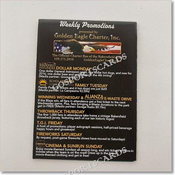 2016 Bakersfield Blaze Pocket Schedule