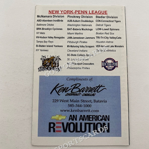 2013 Batavia Muckdogs Pocket Schedule (Corey Baker)