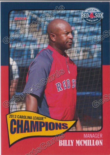 2013 Salem Red Sox Carolina Championship Billy McMillon
