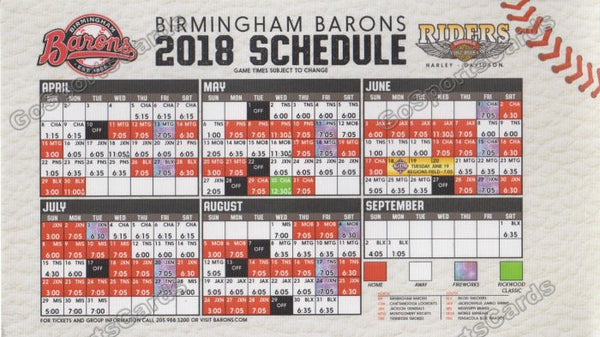 2018 Birmingham Barons Pocket Schedule (Vinyl) – Go Sports Cards 2018-birmingham-barons-pocket-schedule-vinyl-go-sports-cards