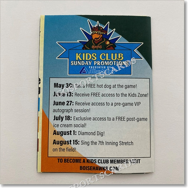 2021 Boise Hawks Pocket Schedule