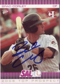 Brad Corley 2006 South Atlantic League SAL Top Prospects #8 (Autograph)