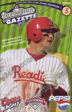 Brad Harman 2008 Reading Phillies Gazette Program (SGA)
