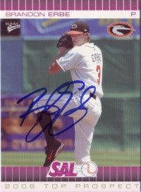 Brandon Erbe 2006 South Atlantic League SAL Top Prospects #11 (Autograph)