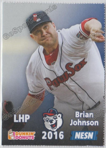 2016 Pawtucket Red Sox SGA Dunkin Donuts Brian Johnson