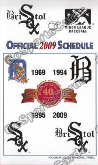 2009 Bristol White Sox Pocket Schedule (Flat)