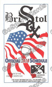 2010 Bristol White Sox Pocket Schedule (Flat)