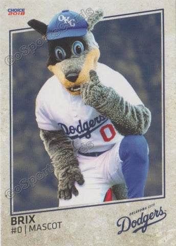 2018 Oklahoma City Dodgers Brix Mascot