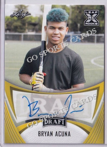 2021 Leaf Draft BA-BA1 Bryan Acuna XRC Autograph Gold