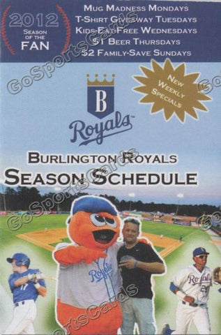 2012 Burlington Royals Pocket Schedule (Derek Hamblen, Jorge Bonifacio)