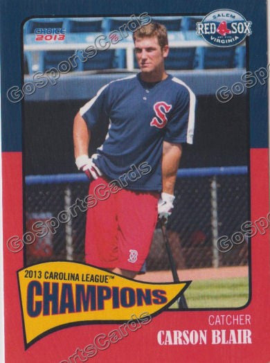 2013 Salem Red Sox Carolina Championship Carson Blair