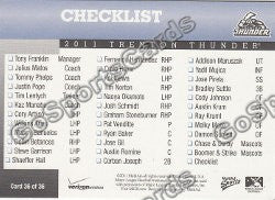 2011 Trenton Thunder Checklist Card